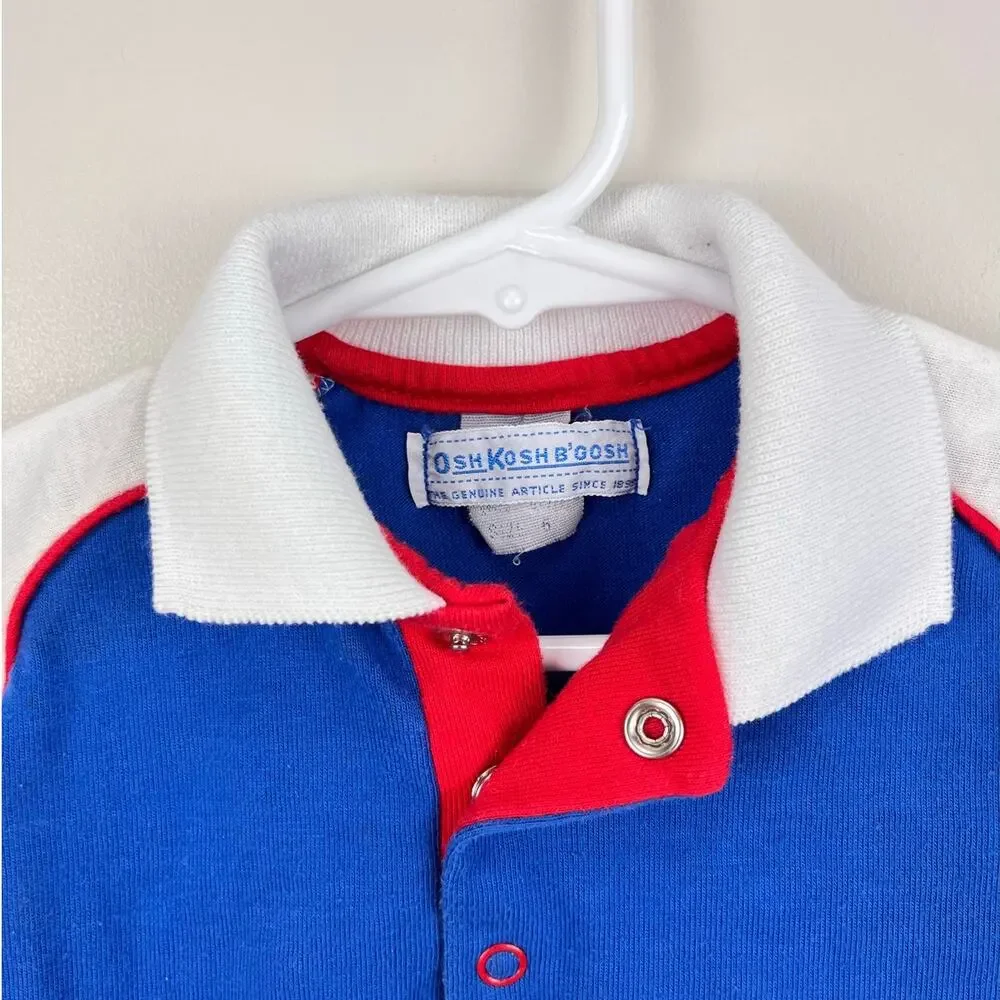 Vintage OshKosh B'gosh Blue White Striped Polo Shirt 6 USA